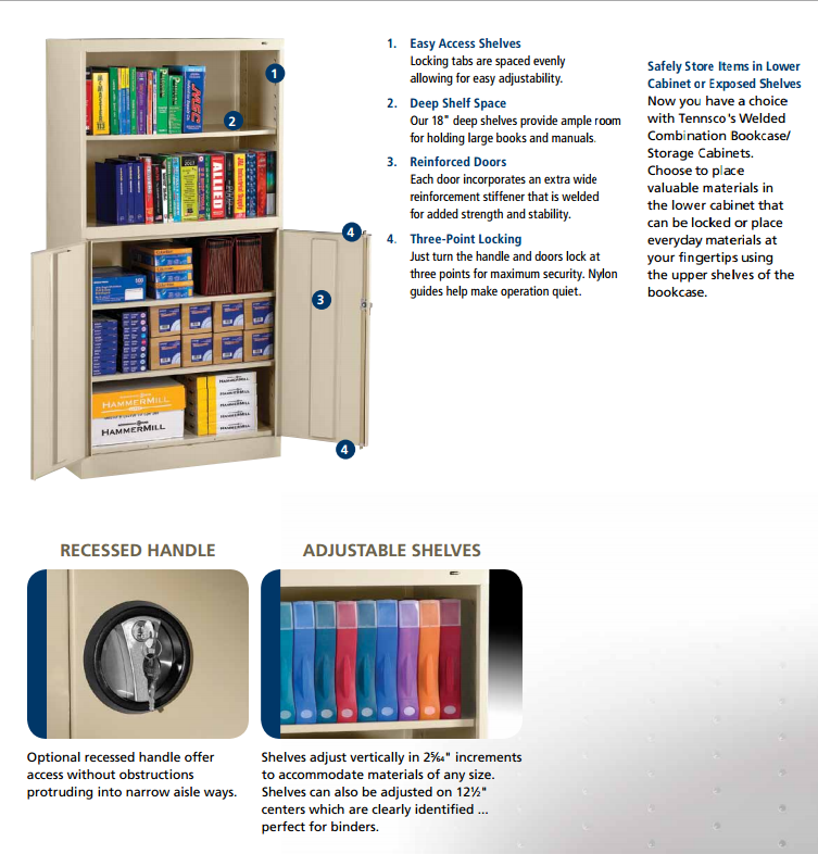 Tennsco DWR4218 Storage with File Drawer 2 Shelf 36x18x42 l